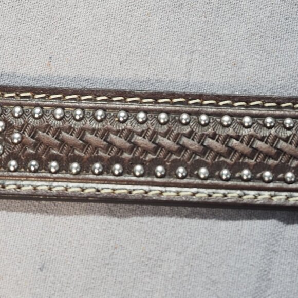 Ariat Belt Womens 24 Brown Leather Tooled Studded Diamond Concho Western Snap - Picture 5 of 13